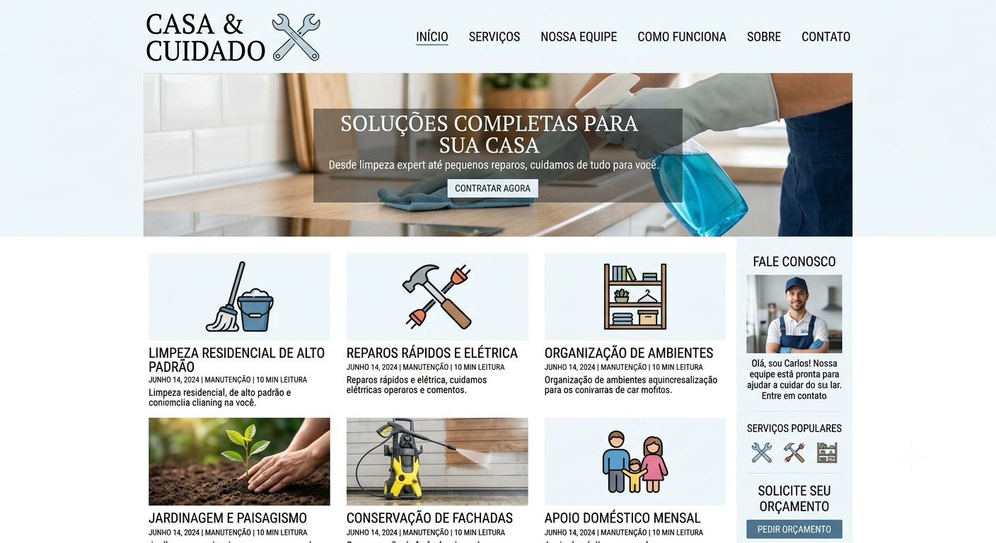 Exemplo visual de site institucional para empresa